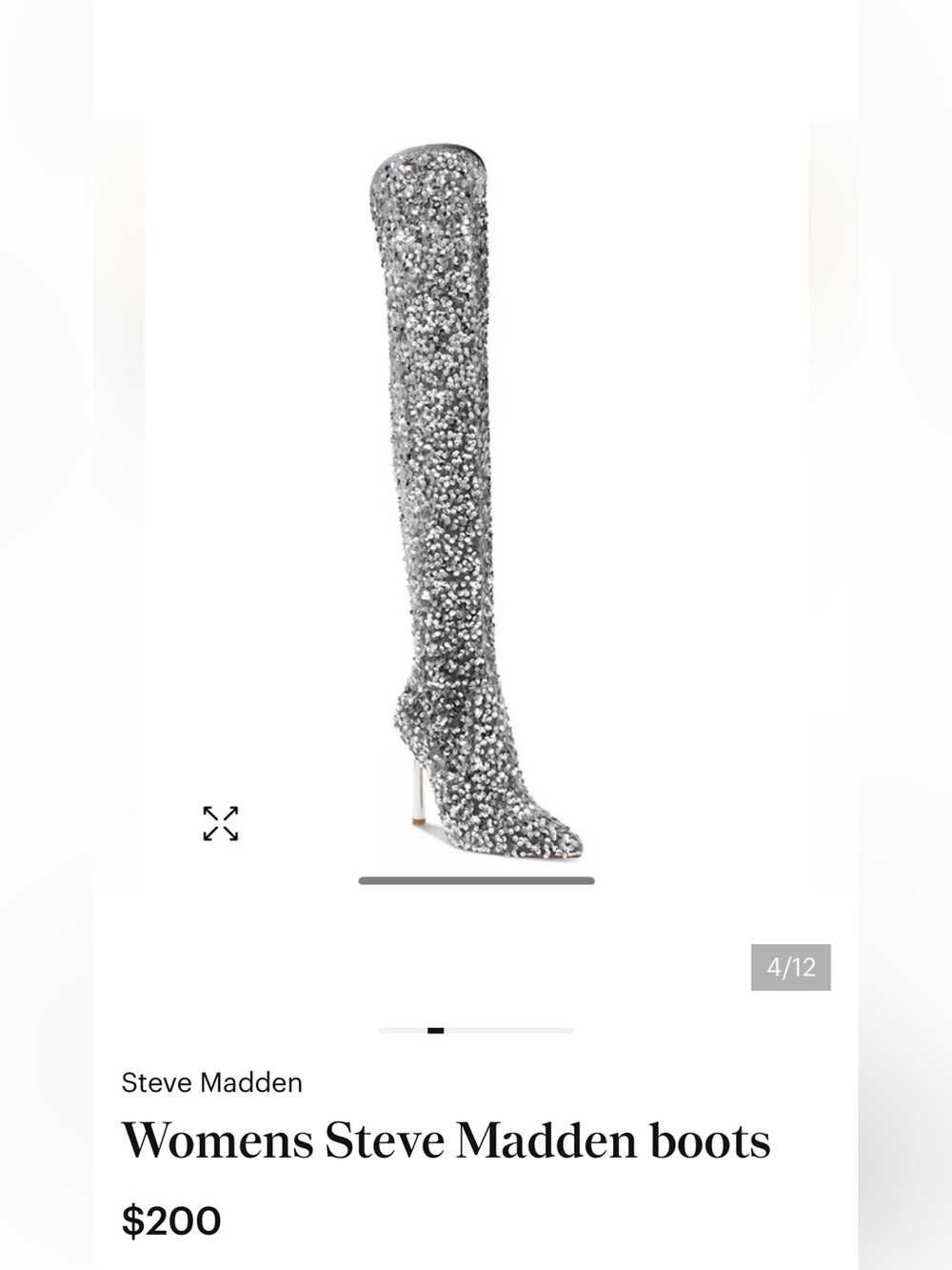 Steve Madden Vivee Silver sequined Over-The-Knee Boots Sz 8 - Picture 2 of 11